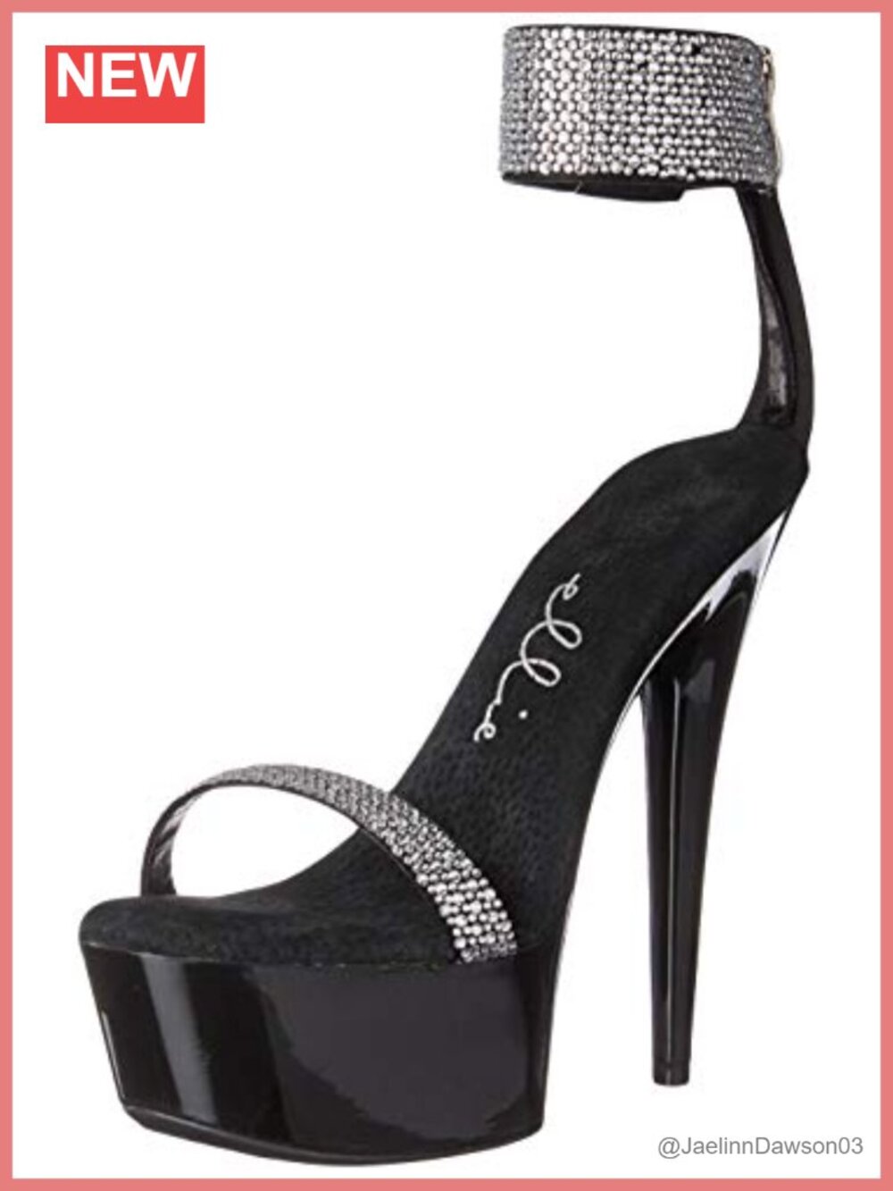 Rhinestone Cuff Platform Sandal with Ankle Strap, Open Toe Heeled Sandals for